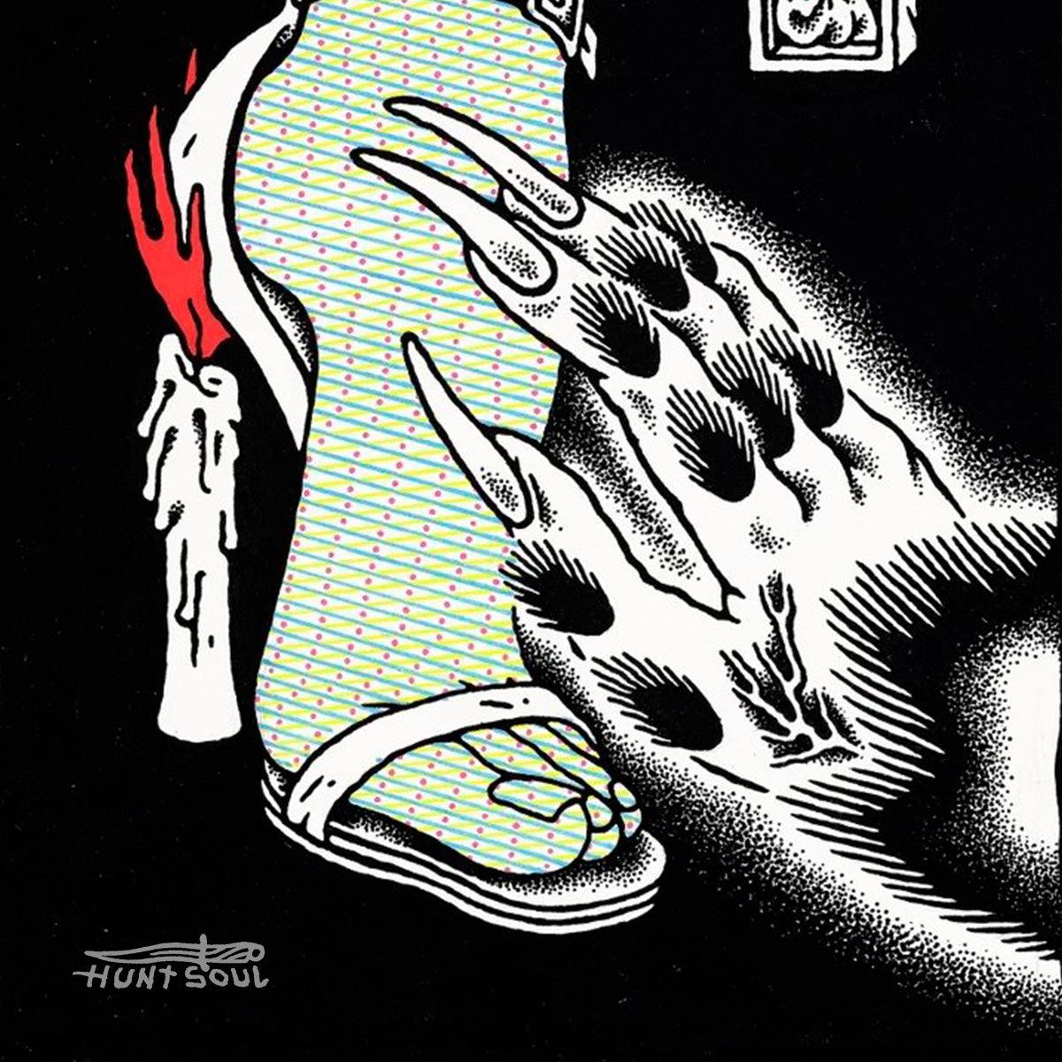 Rising Heels art print by Huntsoul – monster hand reaching for a high heel