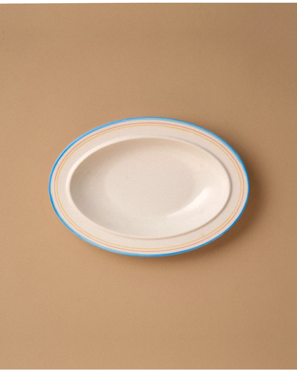 Color Rimmed Oval Ceramic Plate Set