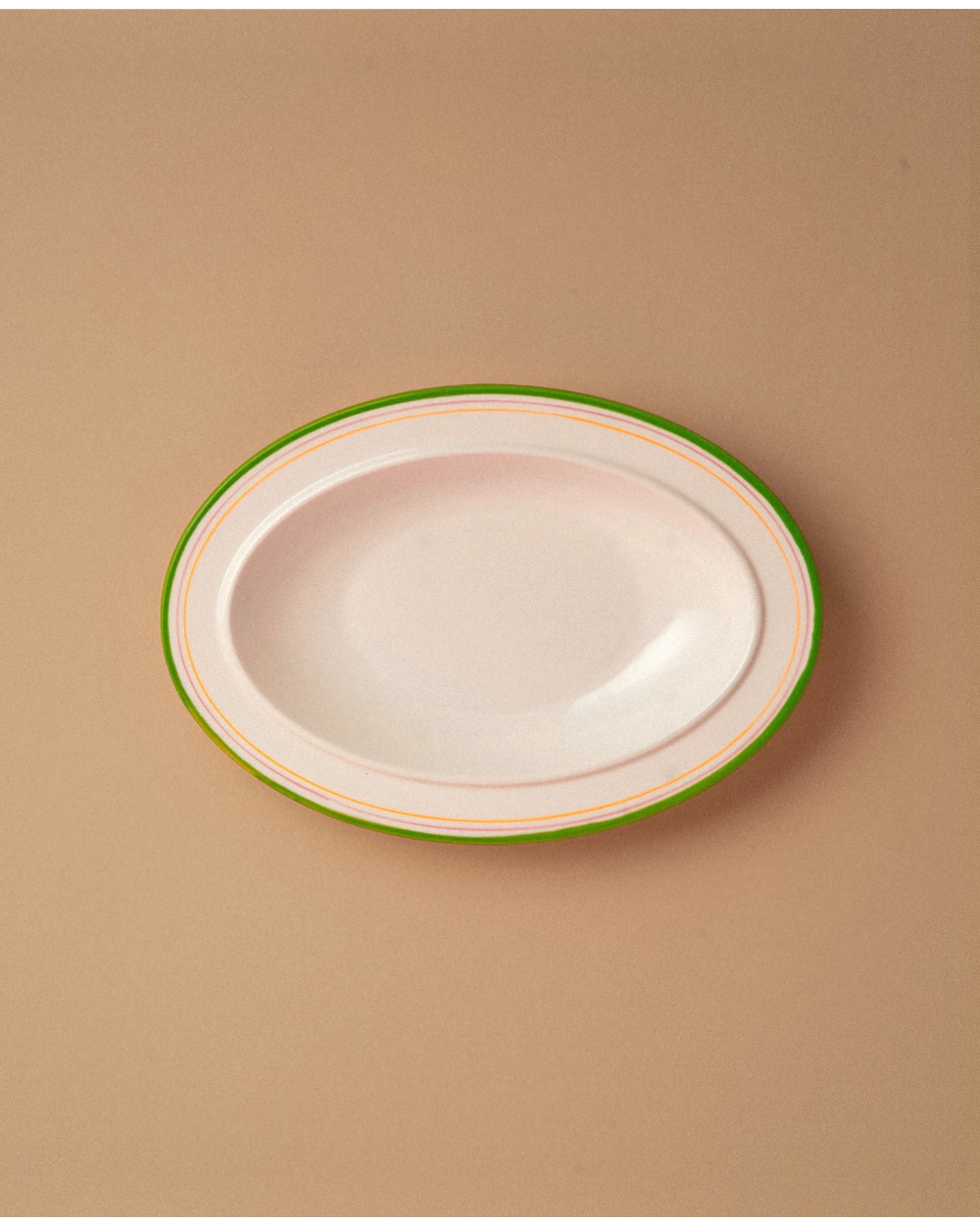 Color Rimmed Oval Ceramic Plate Set