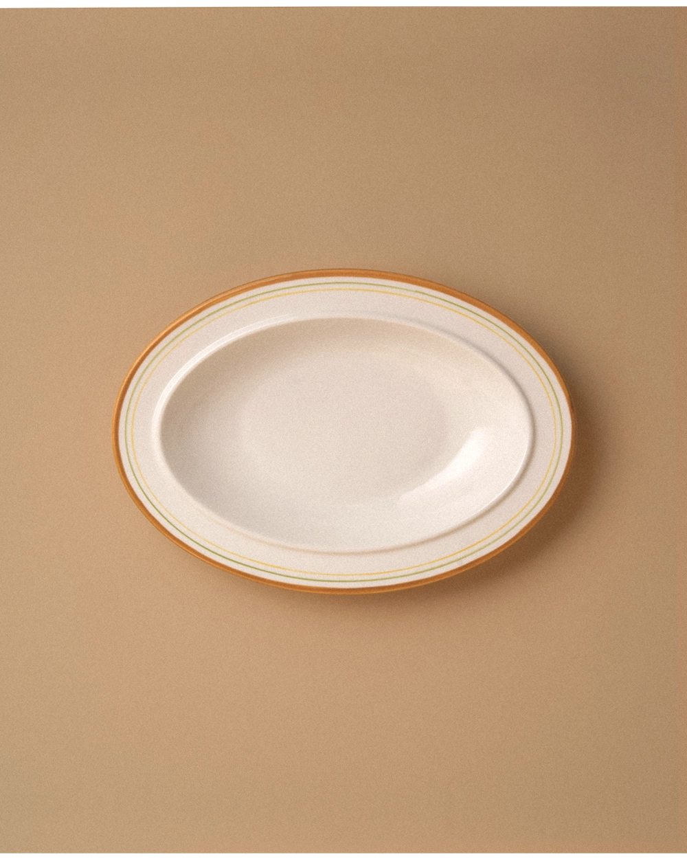 Color Rimmed Oval Ceramic Plate Set