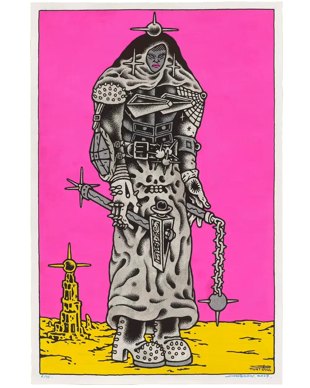 Warrior Woman graffiti art drawing print