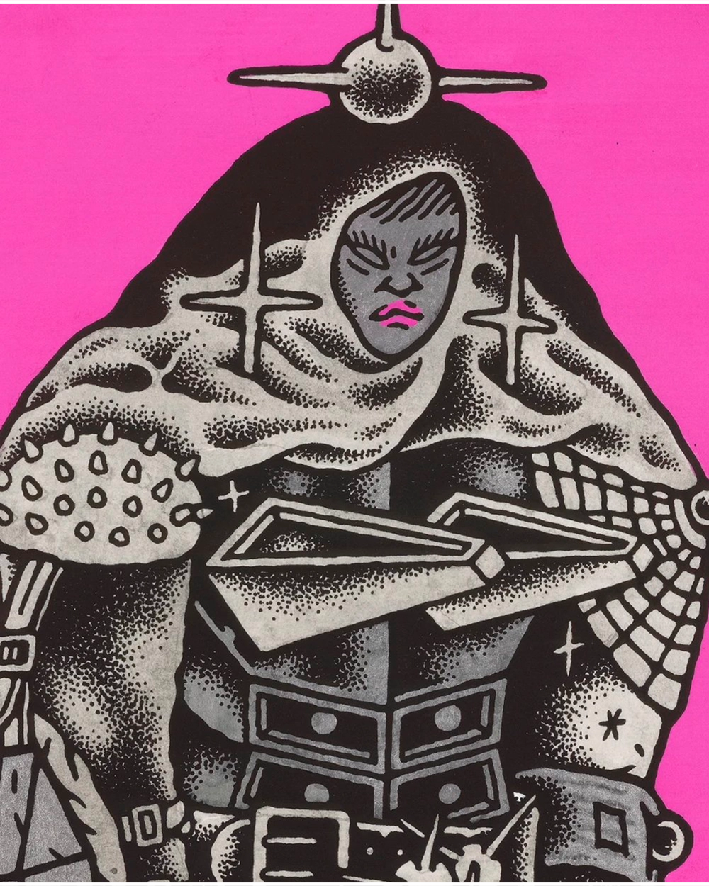 Warrior Woman graffiti art drawing print