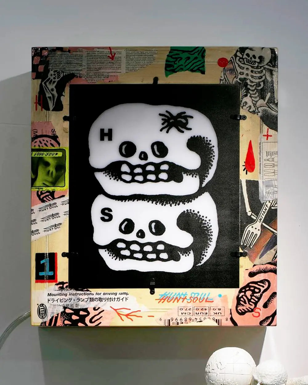 Limited Edition Handmade Graffiti Skull Art Light box