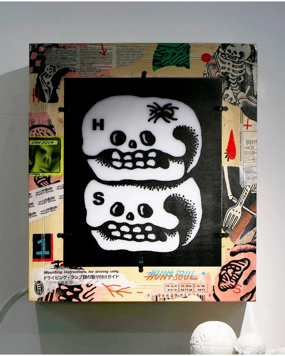 Limited Edition Handmade Graffiti Skull Art Light box