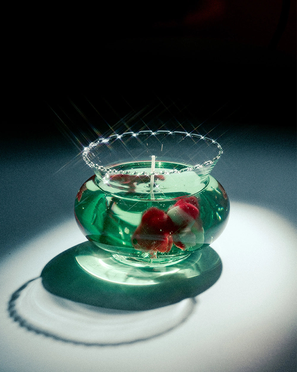 Night Swim handmade goldfish tank candle