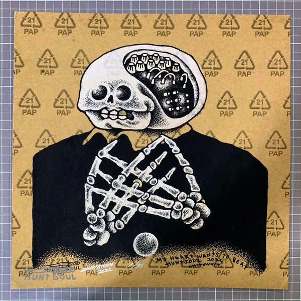 Skeleton Riddle art print by Huntsoul featuring a surreal skeletal figure
