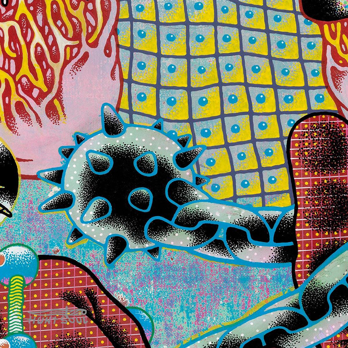 Close-up of defensive stance in surreal artwork The Fallen King

