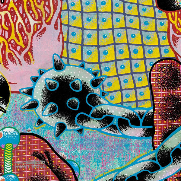 Close-up of defensive stance in surreal artwork The Fallen King
