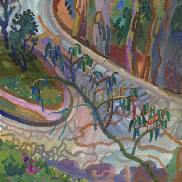 The Mountain Ascent art print by Strong Man – abstract mountain path illustration
