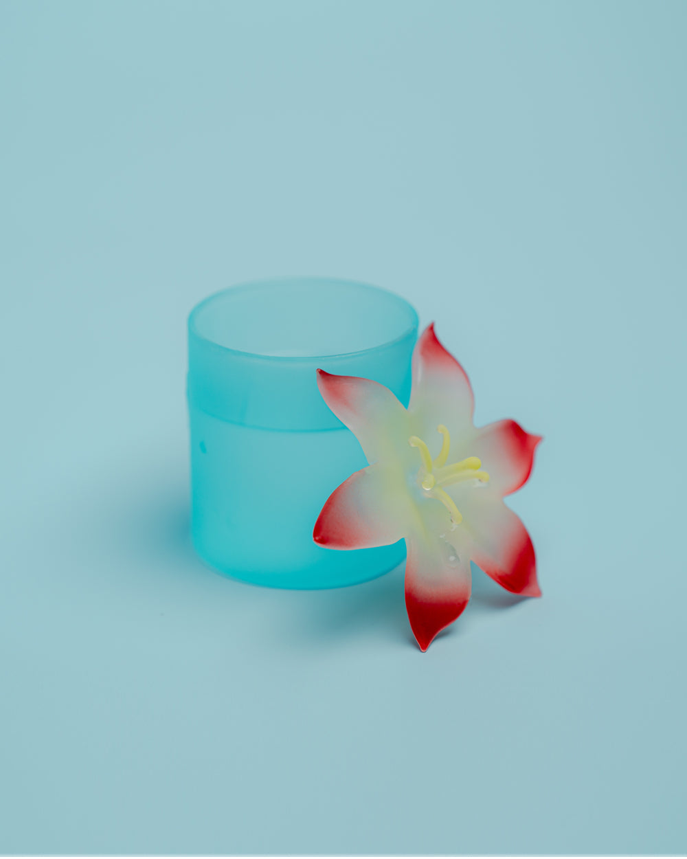 FFURNI Bloom In Ice glass cup with glass lid- side view