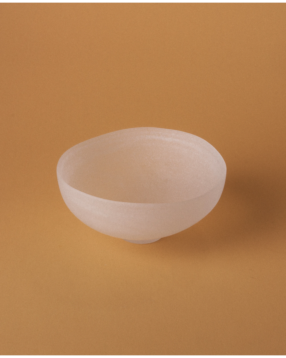Small White Frosted Glass Footed Bowl with Organic Wavy Rim