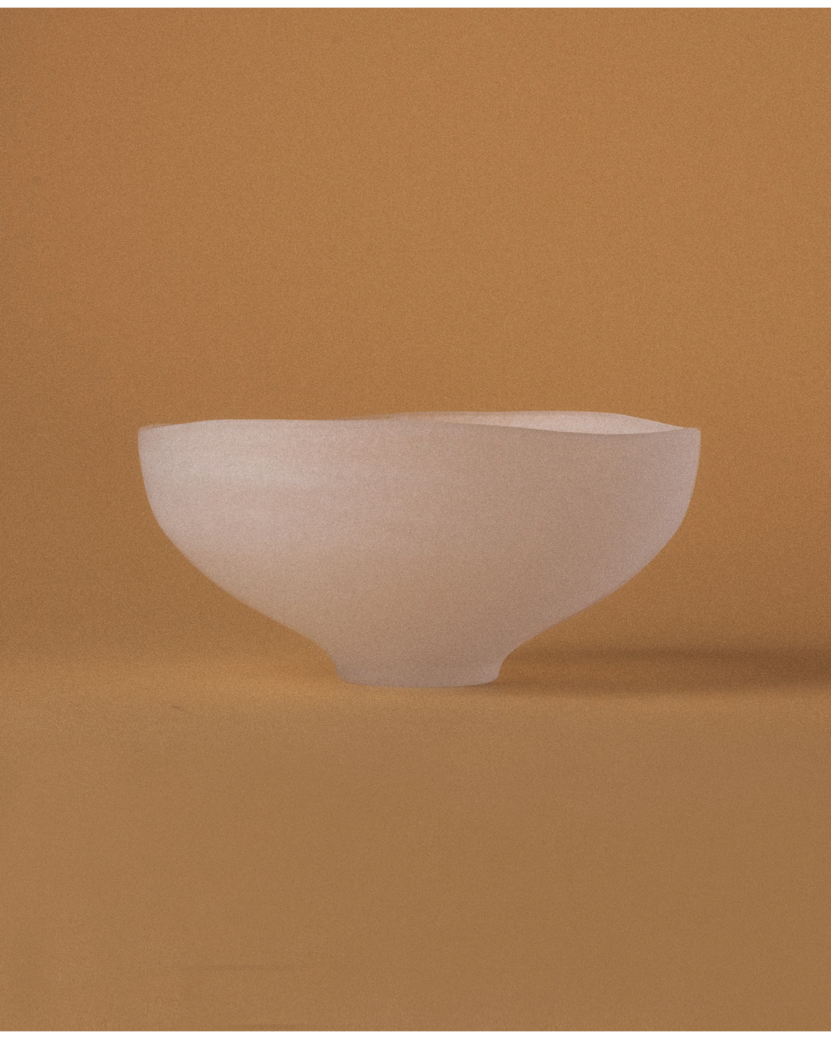 Small White Frosted Glass Footed Bowl with Organic Wavy Rim