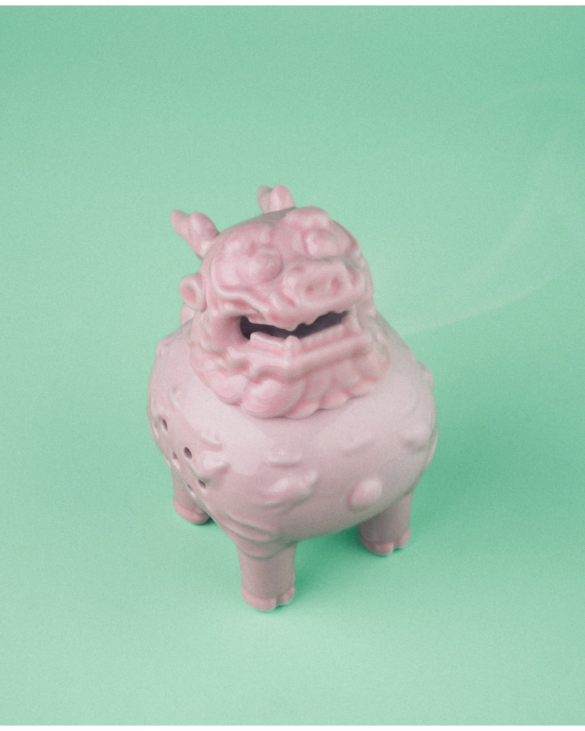 Pink Qilin Ceramic Incense Burner for Cone Incense