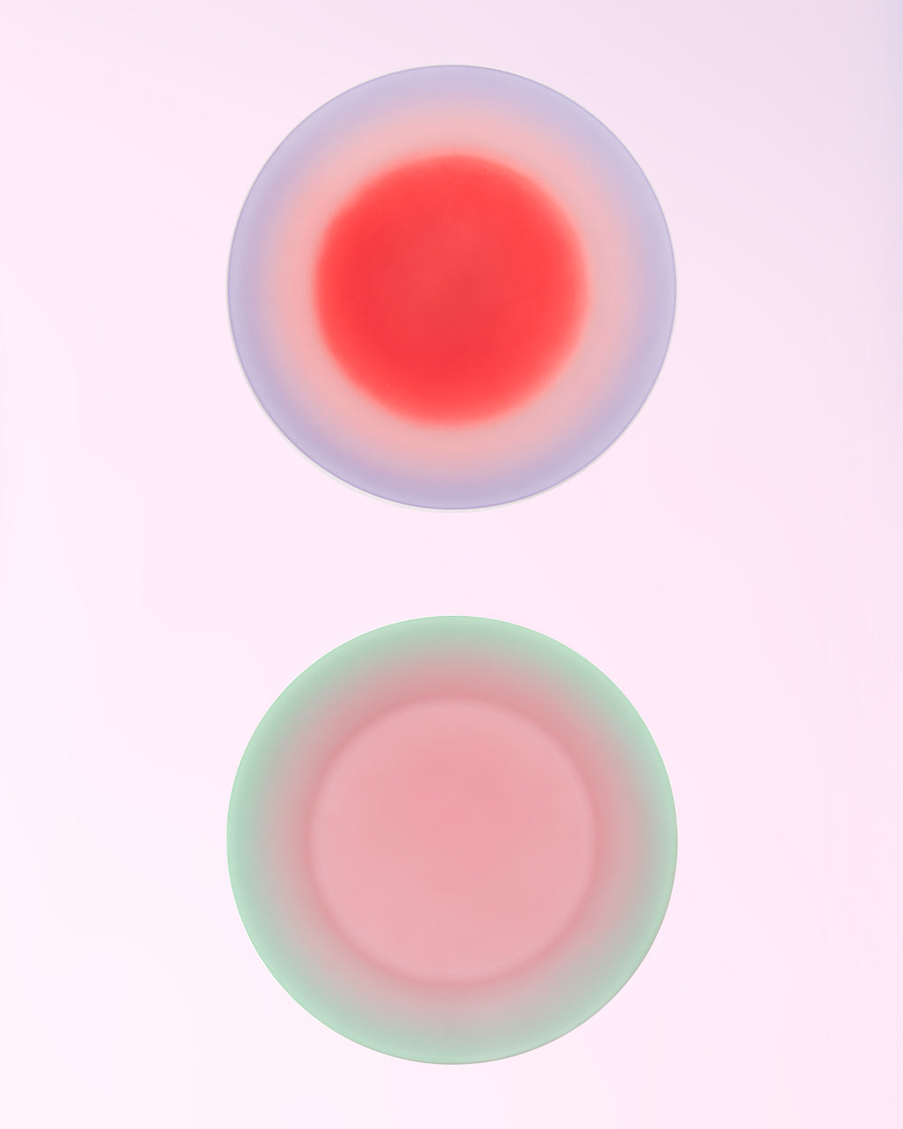 FFURNI Shy Plates gradient glass plates styled on coffee table